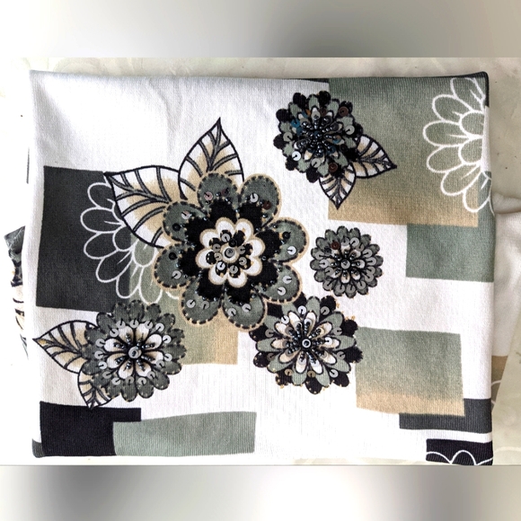 🆕 Retro Embellished Top Beads Sequins Gold Accents Short Sleeves, Varia - Picture 6 of 14